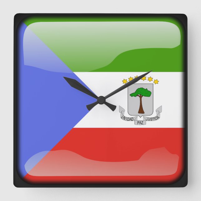 Horloge Carrée Drapeau de Guinée équatoriale (Recto)