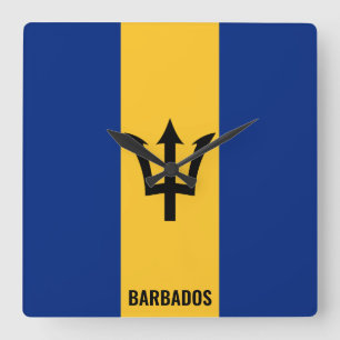 Horloge Carrée Drapeau de la Barbade éblouissant patriotique