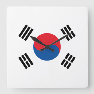 Horloge Carrée Drapeau de la Corée du Sud