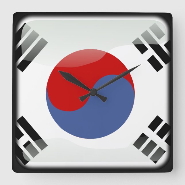 Horloge Carrée Drapeau de la Corée du Sud (Recto)