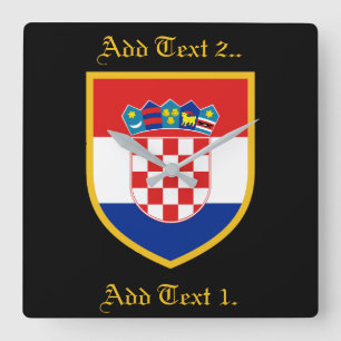 Horloge Carrée Drapeau de la Croatie personnalisé