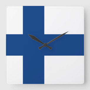 Horloge Carrée Drapeau de la Finlande