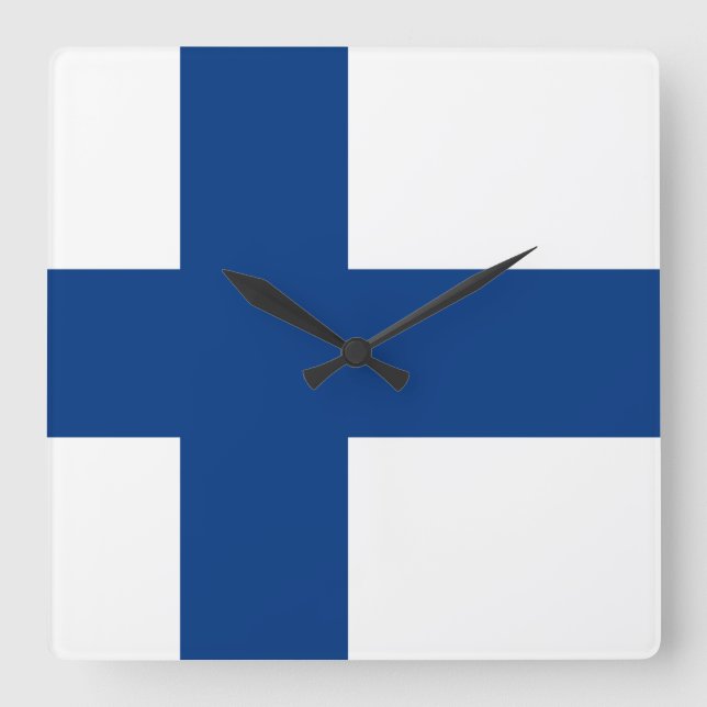 Horloge Carrée Drapeau de la Finlande (Recto)
