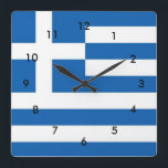 Horloge Carrée Drapeau de la Grèce<br><div class="desc">Tell time in style with this Greece Flag Clock Great for any room in your home, office or dorm. Toutes options. Donc, This image appears on other items and can be found in my store. Images/photographies and designs are created and owned by artist - copyright ©2015 Gilda Axelrod. Find more...</div>