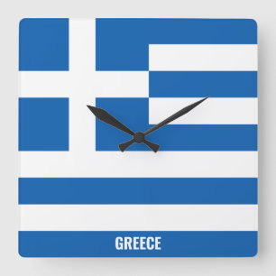 Horloge Carrée Drapeau de la Grèce Patriotique Éblouissant