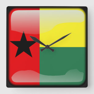 Horloge Carrée Drapeau de la Guinée-Bissau