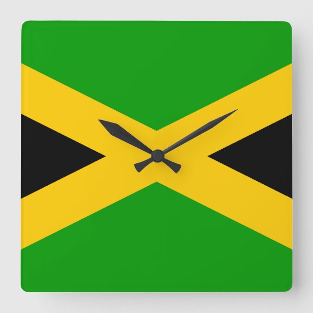 Horloge Carrée Drapeau de la Jamaïque (Recto)