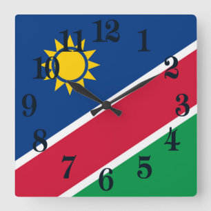 Horloge Carrée Drapeau de la Namibie