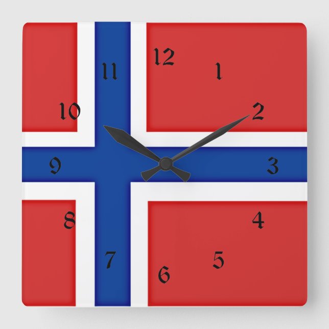 Horloge Carrée Drapeau de la Norvège (Recto)