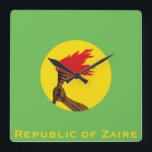 Horloge Carrée Drapeau de la République du Zaïre<br><div class="desc">Zaïre, officiellement la République du Zaïre (République du Zaïre) était un Etat congolais de 1965 à 1997 en Afrique Centrale qui était et est de nouveau connu comme la République Démocratique du Congo. Le Zaïre était, par région, le troisième plus grand pays d'Afrique (après le Soudan et l'Algérie), et le...</div>