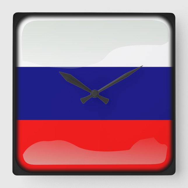 Horloge Carrée Drapeau de la Russie (Recto)