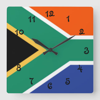 Horloge Carrée Drapeau de l'Afrique du Sud