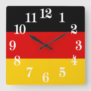 Horloge Carrée Drapeau de l'Allemagne - Deutschland