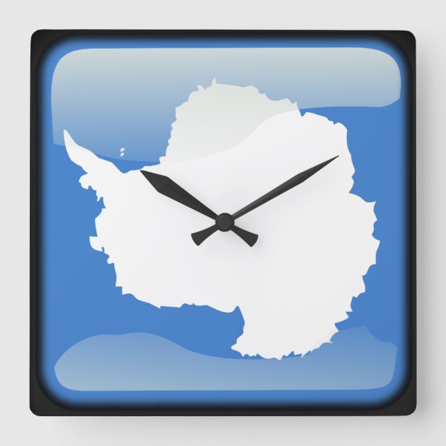 Horloge Carrée Drapeau de l'Antarctique (Recto)