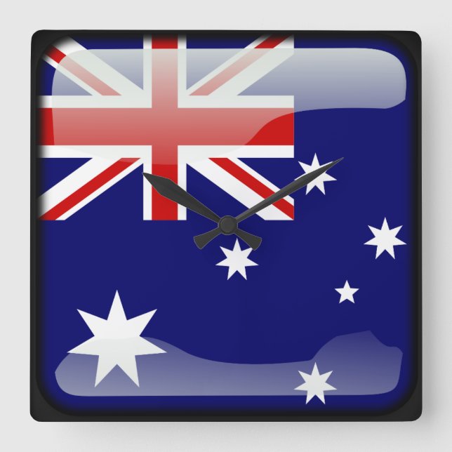 Horloge Carrée Drapeau de l'Australie (Recto)