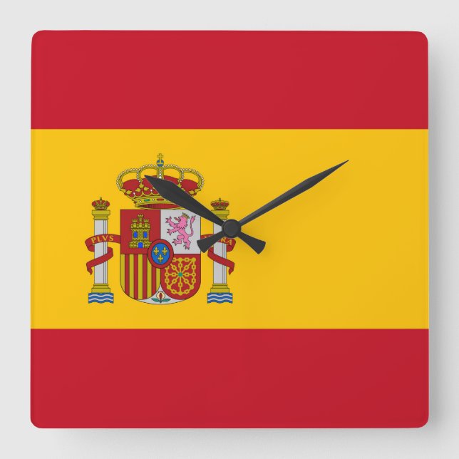 Horloge Carrée Drapeau de l'Espagne (Recto)