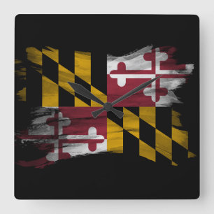 Horloge Carrée Drapeau de l'état du Maryland bracelet, drapeau du