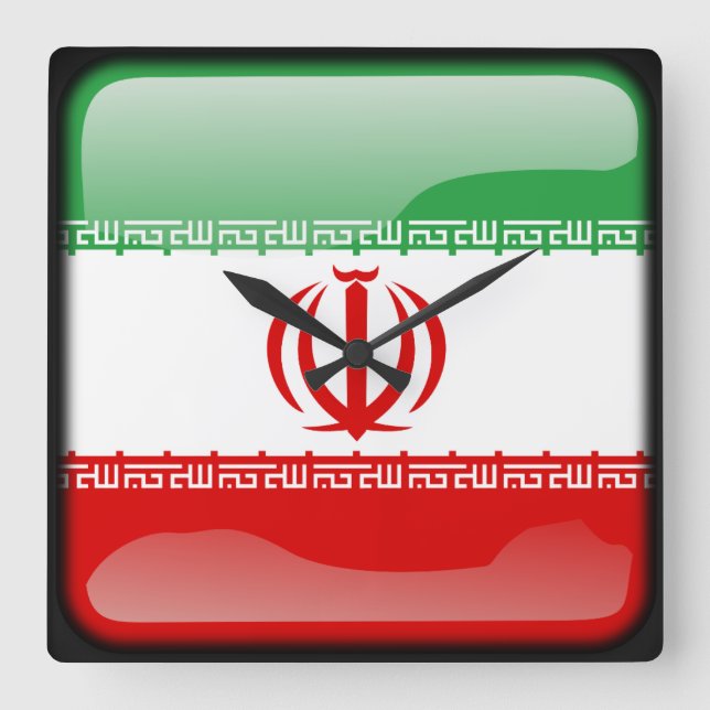 Horloge Carrée Drapeau de l'Iran (Recto)