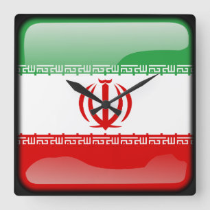Horloge Carrée Drapeau de l'Iran