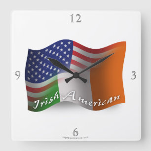 Horloge Carrée Drapeau de l'Irish-American