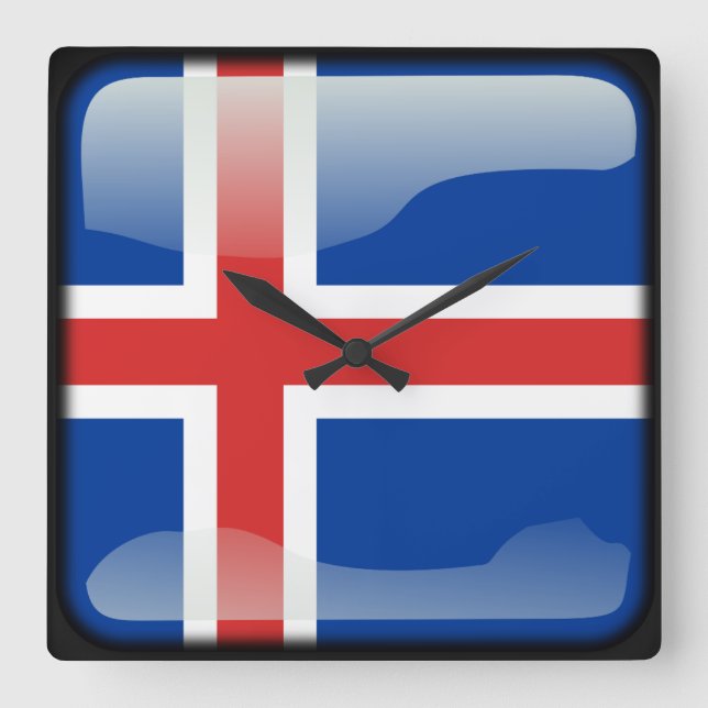 Horloge Carrée Drapeau de l'Islande (Recto)