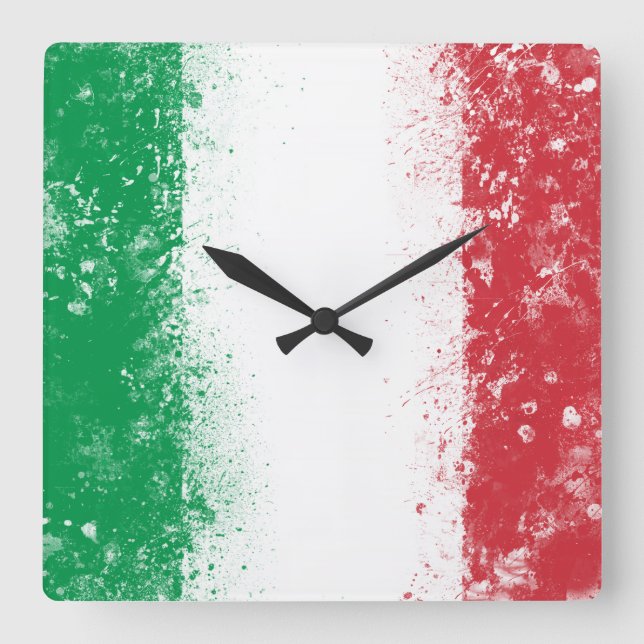 Horloge Carrée Drapeau de l'Italie (Recto)