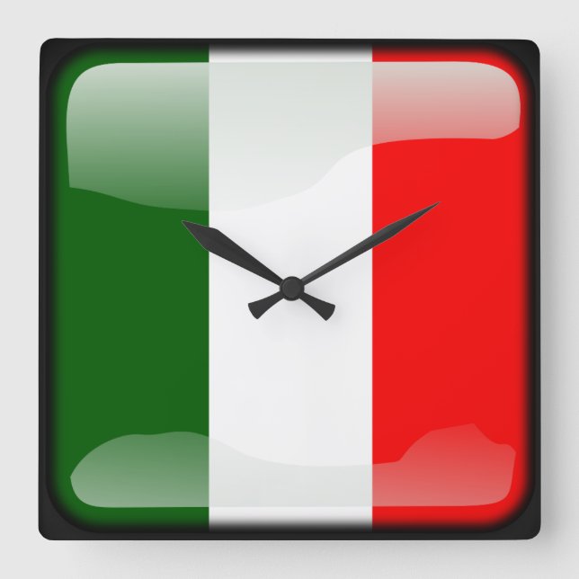 Horloge Carrée Drapeau de l'Italie (Recto)