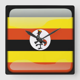 Horloge Carrée Drapeau de l'Ouganda