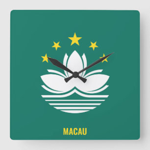 Horloge Carrée Drapeau de Macao Patriotique éblouissant
