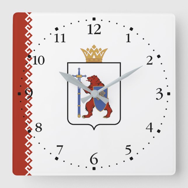 Horloge Carrée Drapeau de Mari El (Recto)