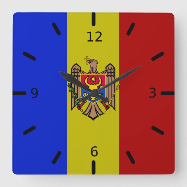 Horloge Carrée Drapeau de Moldova (Recto)
