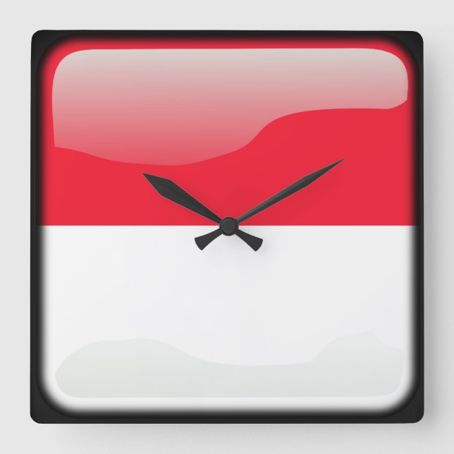 Horloge Carrée Drapeau de Monaco (Recto)