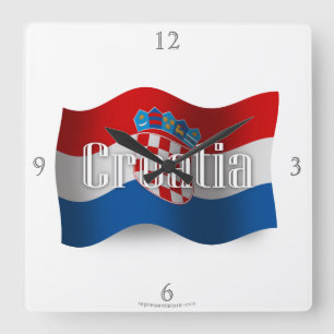 Horloge Carrée Drapeau de ondulation de la Croatie