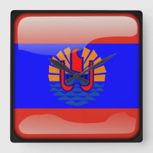 Horloge Carrée Drapeau de Polynésie française
