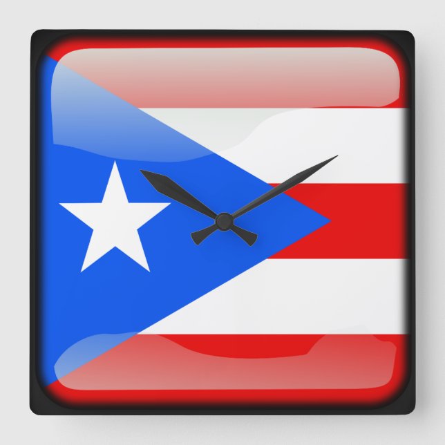 Horloge Carrée Drapeau de Porto Rico (Recto)