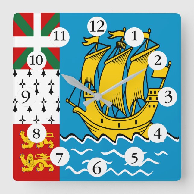 Horloge Carrée Drapeau de Saint-Pierre-et-Miquelon (Recto)