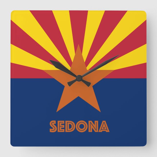 Horloge Carrée Drapeau de Sedona (Recto)