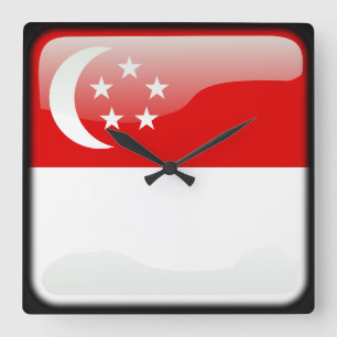 Horloge Carrée Drapeau de Singapour