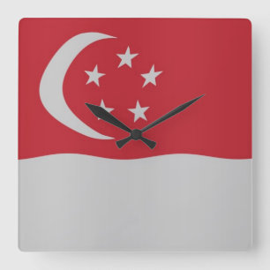 Horloge Carrée Drapeau de Singapour
