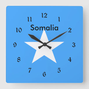 Horloge Carrée Drapeau de Somalie, étiqueté