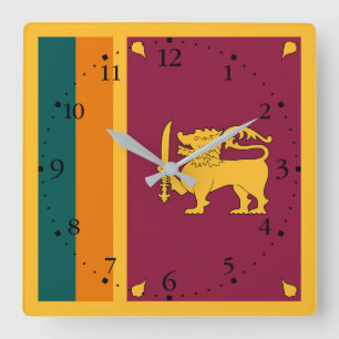 Horloge Carrée Drapeau de Sri Lanka