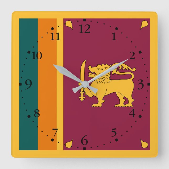 Horloge Carrée Drapeau de Sri Lanka (Recto)