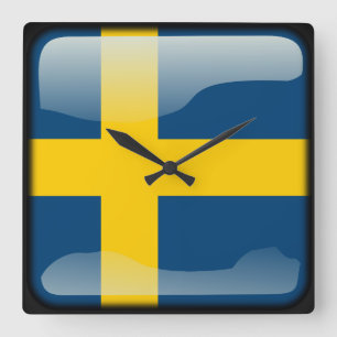 Horloge Carrée Drapeau de Suède