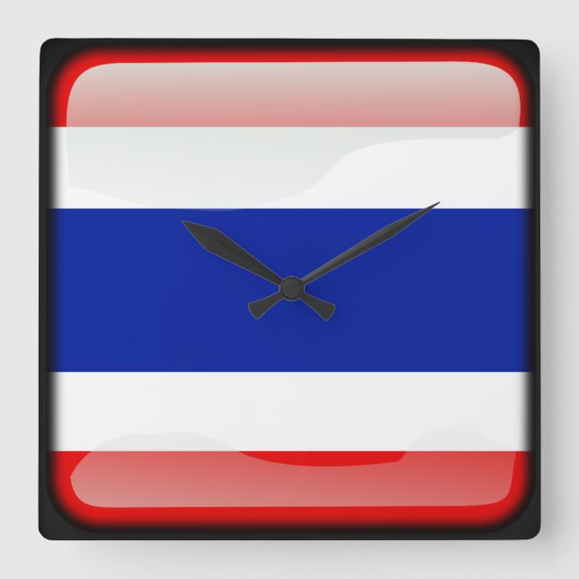 Horloge Carrée Drapeau de Thaïlande (Recto)