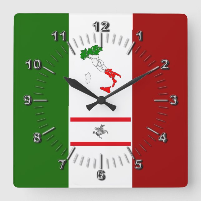 Horloge Carrée Drapeau de Toscane (Italie) (Recto)