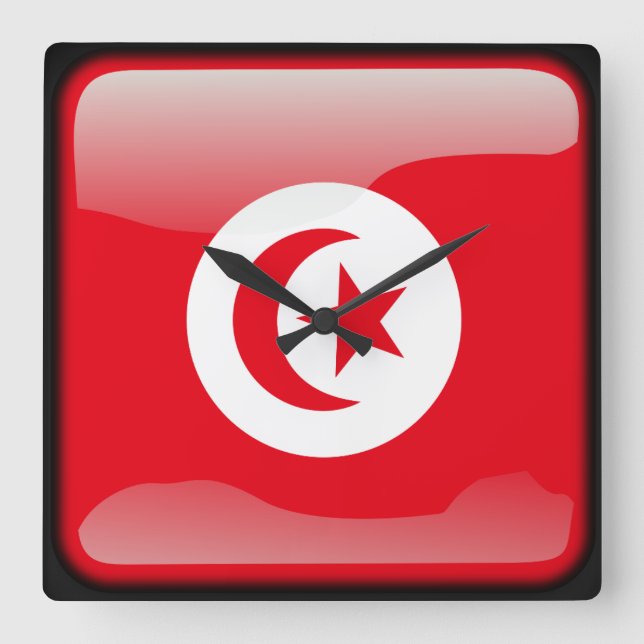Horloge Carrée Drapeau de Tunisie (Recto)