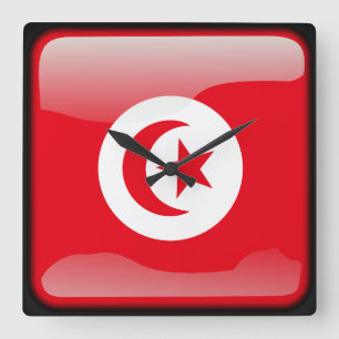Horloge Carrée Drapeau de Tunisie