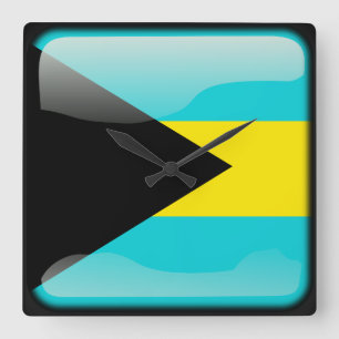 Horloge Carrée Drapeau des Bahamas