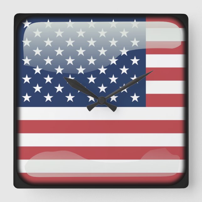 Horloge Carrée Drapeau des États-Unis d'Amérique (Recto)