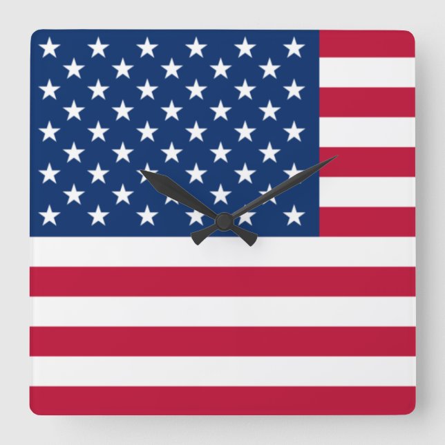 Horloge Carrée Drapeau des États-Unis d'Amérique (Recto)